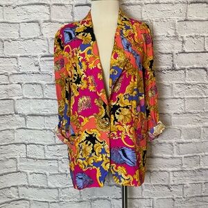 Vintage 🐚 Gorgeous Single-Button Blazer. Seashell & Filigree Motif. Size 8.